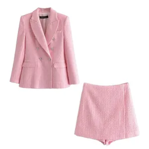 Knitted Tweed Pink Winter Blaze Coat Women
