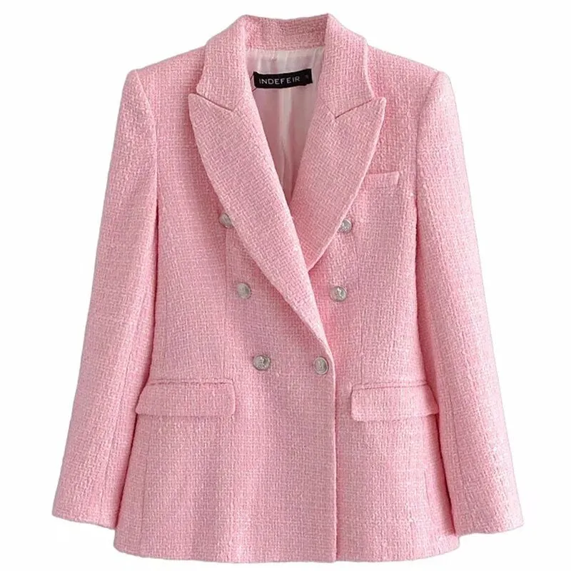 Knitted Tweed Pink Winter Blaze Coat Women