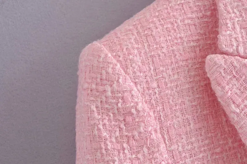 Knitted Tweed Pink Winter Blaze Coat Women