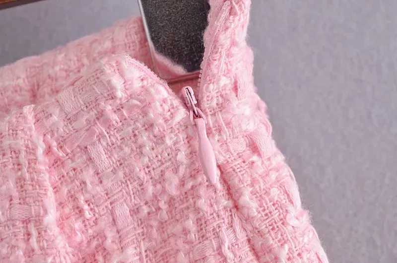 Knitted Tweed Pink Winter Blaze Coat Women