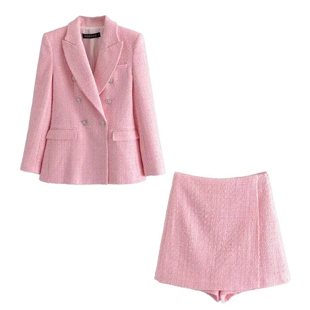 Knitted Tweed Pink Winter Blaze Coat Women