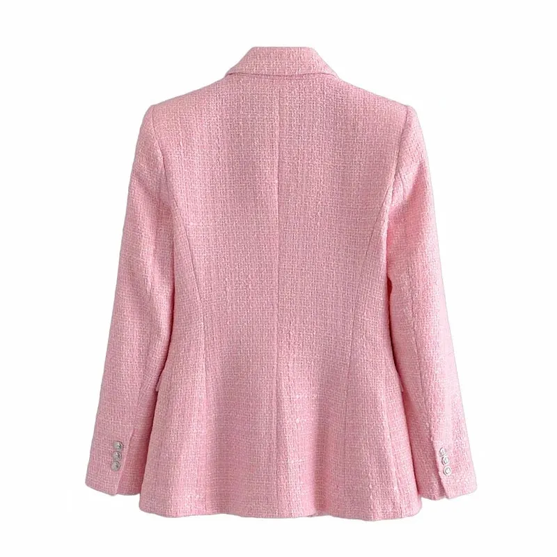 Knitted Tweed Pink Winter Blaze Coat Women