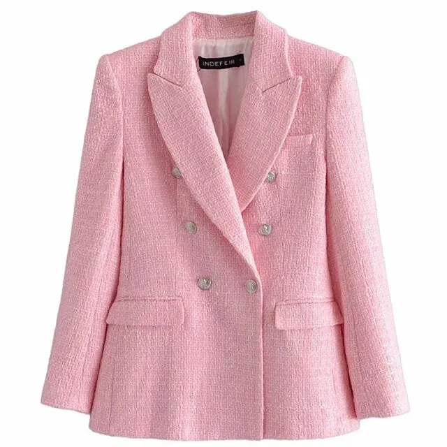 Knitted Tweed Pink Winter Blaze Coat Women