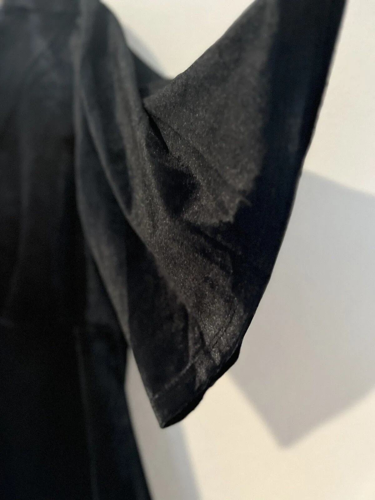KNOX ROSE Black Velvet Velour Top Sz L Elbow Sleeve Blouse Elegant Party Formal