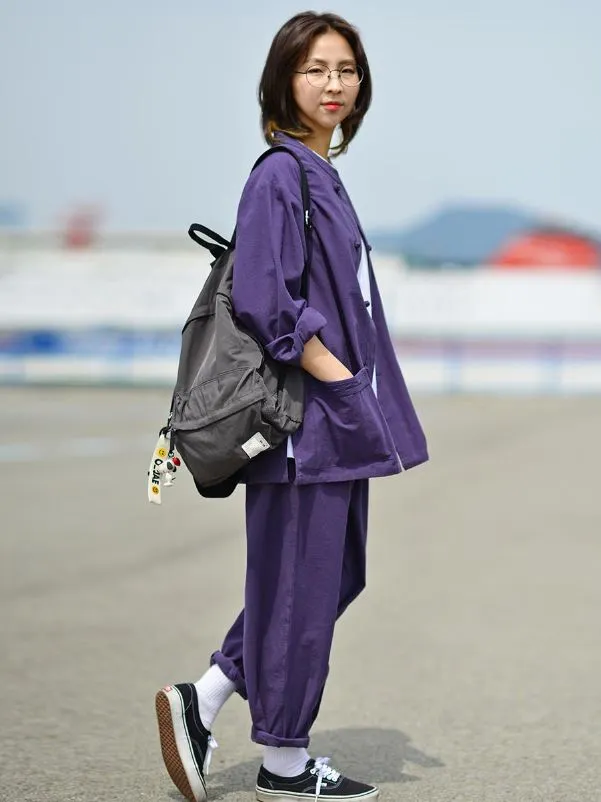Korean Hanbok Washed 17's Dyed Cotton Common Use Man Woman Casual Daily Clothing BTS Light Purple 24014