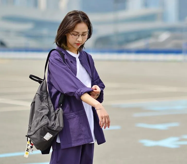Korean Hanbok Washed 17's Dyed Cotton Common Use Man Woman Casual Daily Clothing BTS Light Purple 24014
