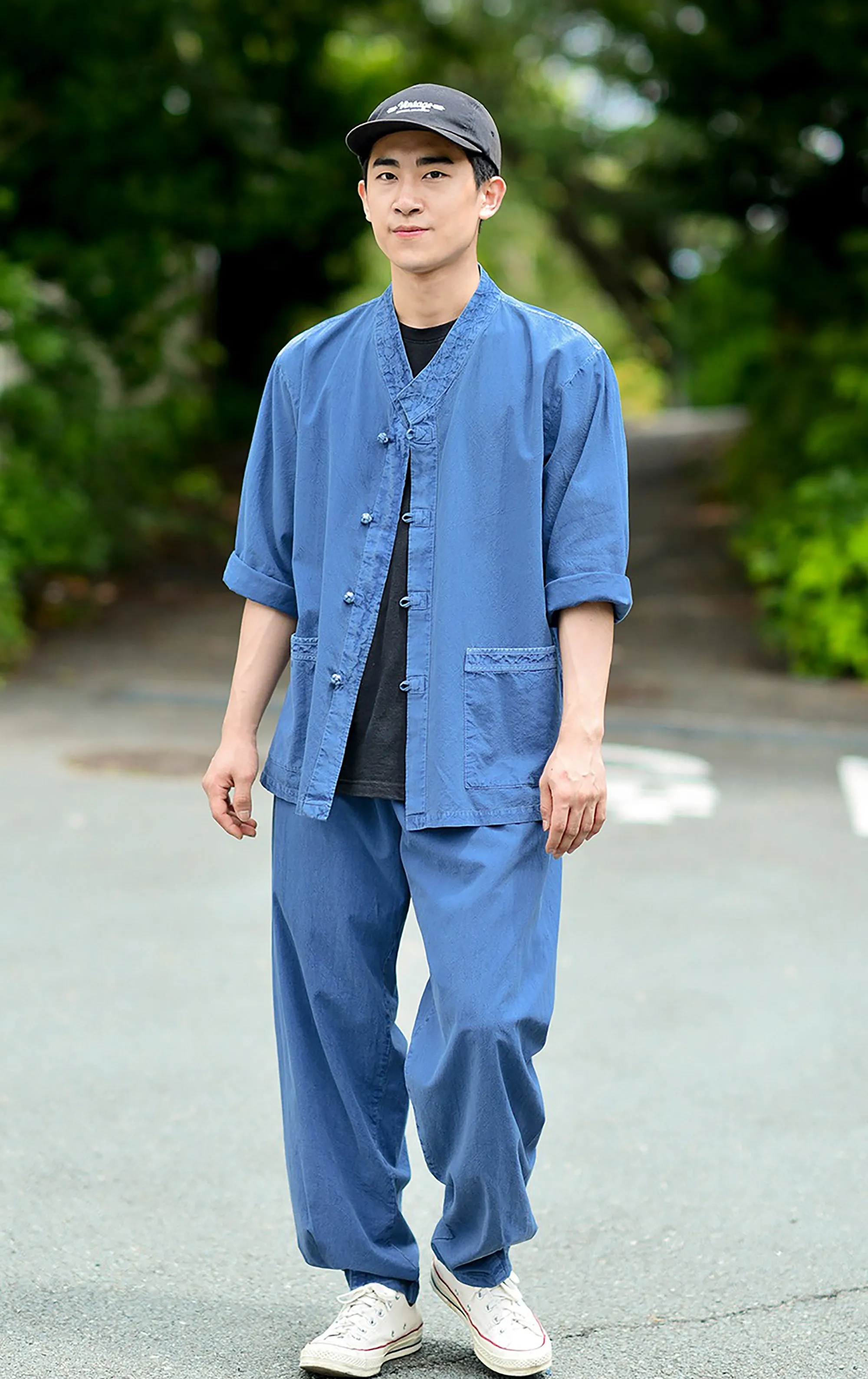 Korean Hanbok Washed Cotton Common Use Man Woman Casual Daily Clothing BTS 10097 Blue