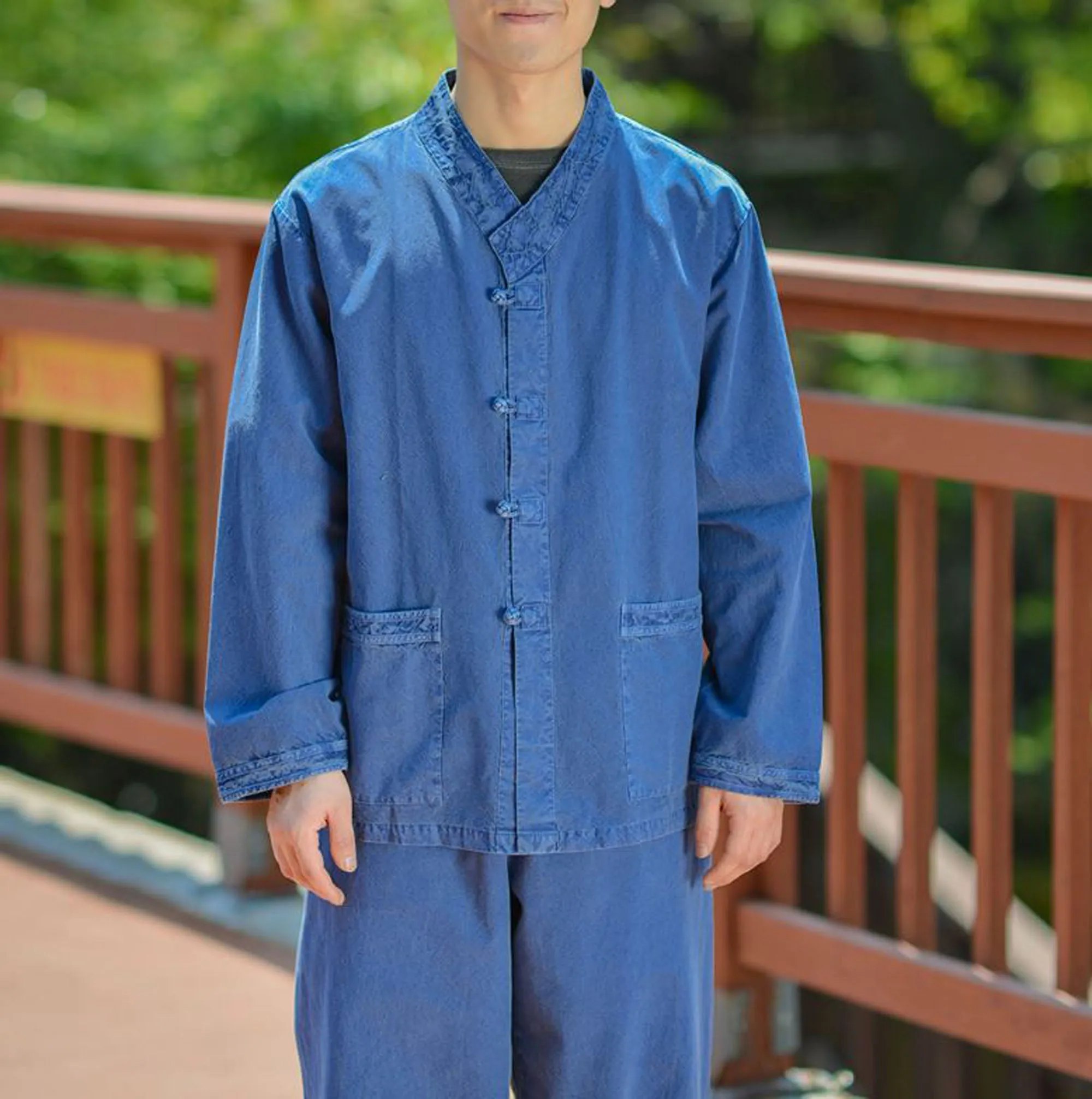 Korean Hanbok Washed Cotton Common Use Man Woman Casual Daily Clothing BTS Long Sleeve Blue 10042