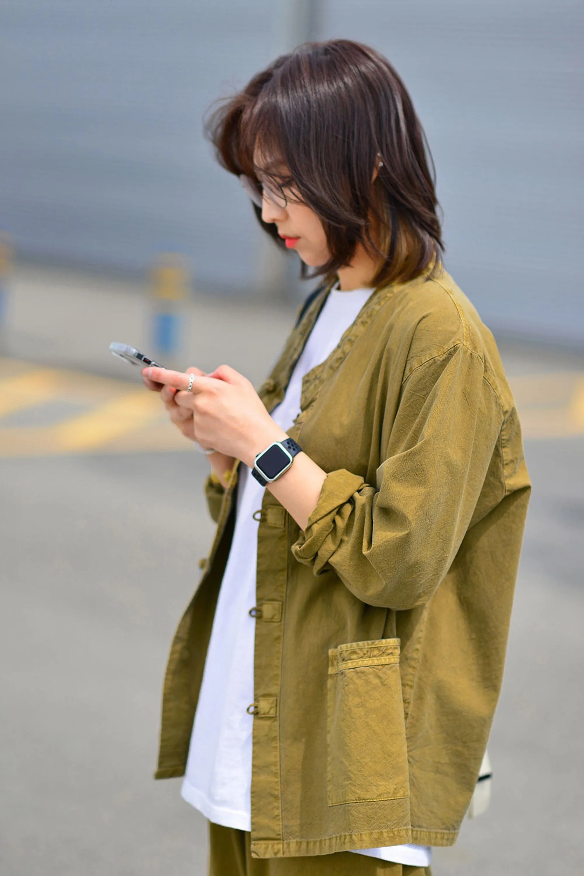 Korean Hanbok Washed Cotton Common Use Man Woman Casual Daily Clothing BTS Long Sleeve Olive 10042