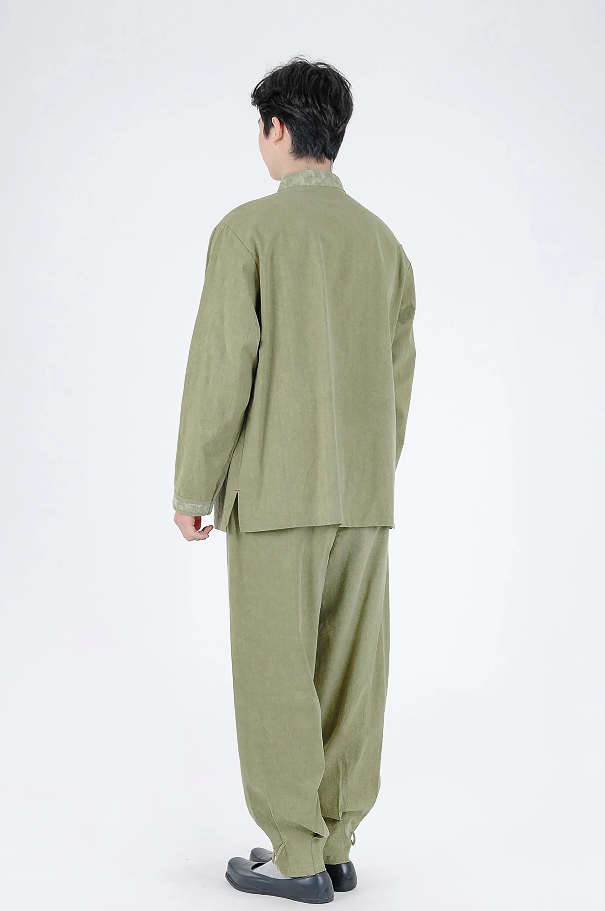 Korean Hanbok Washed Cotton Common Use Man Woman Casual Daily Clothing Meditation Yoga BTS Long Sleeve Khaki 24002