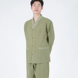 Korean Hanbok Washed Cotton Common Use Man Woman Casual Daily Clothing Meditation Yoga BTS Long Sleeve Khaki 24002