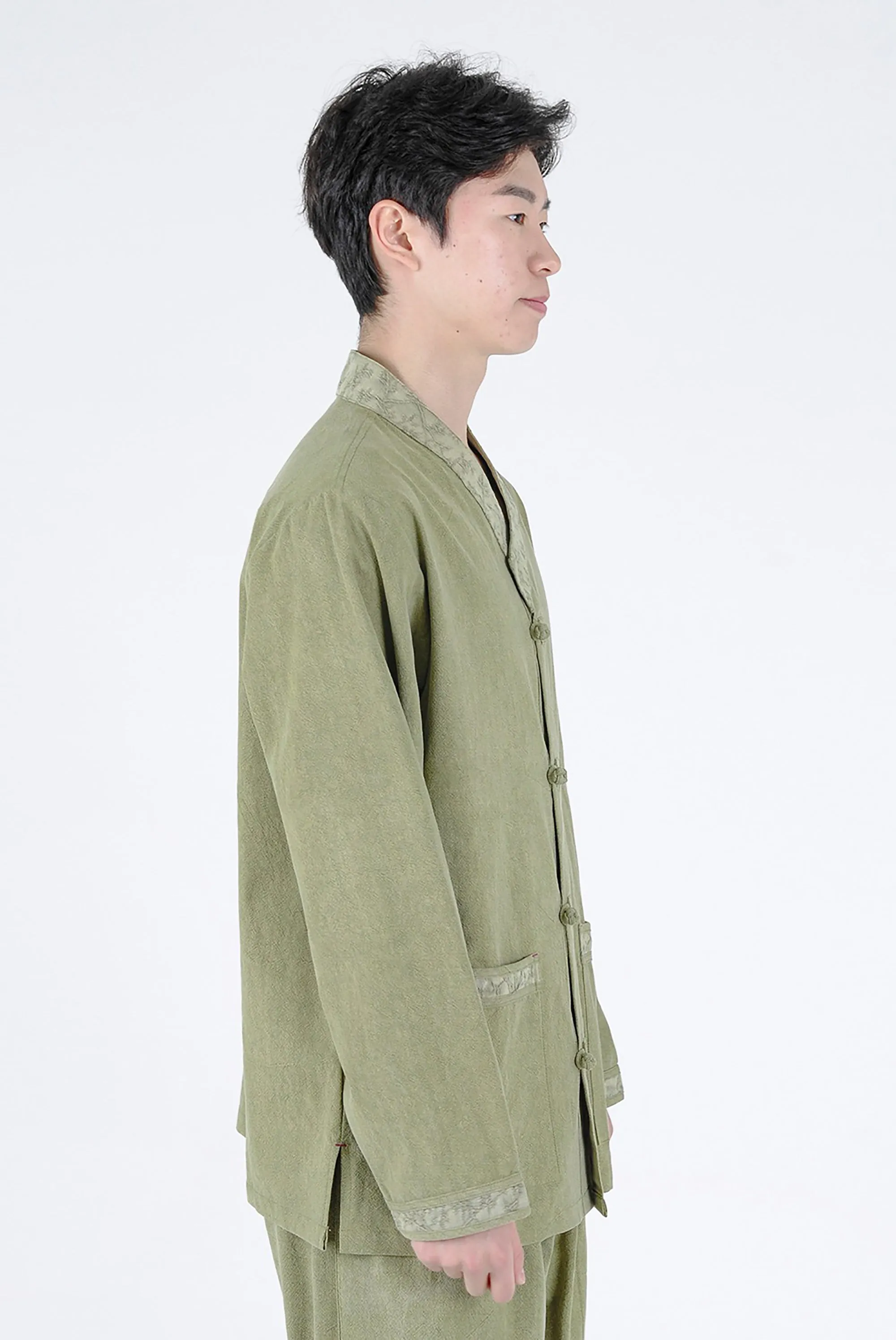 Korean Hanbok Washed Cotton Common Use Man Woman Casual Daily Clothing Meditation Yoga BTS Long Sleeve Khaki 24002