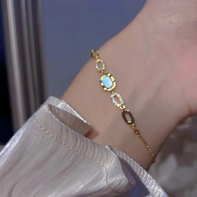Korean Twist Stone Bracelet Silver & Gold