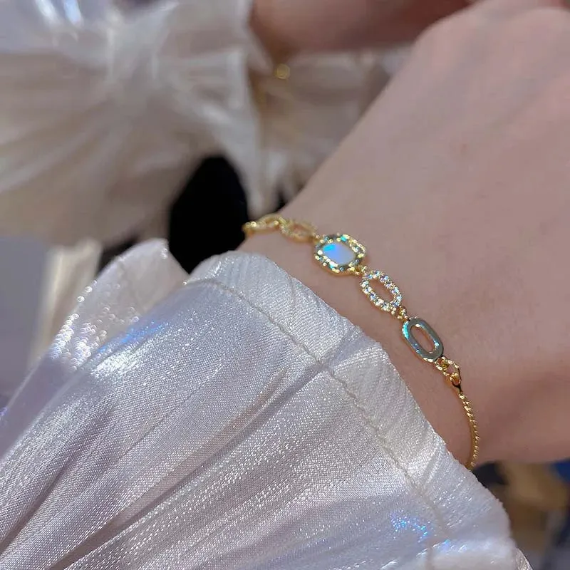 Korean Twist Stone Bracelet Silver & Gold