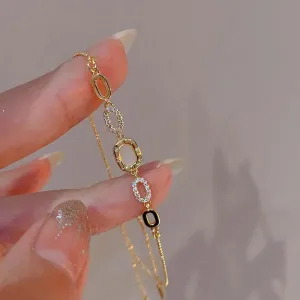 Korean Twist Stone Bracelet Silver & Gold