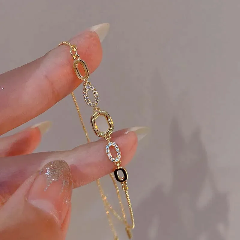Korean Twist Stone Bracelet Silver & Gold