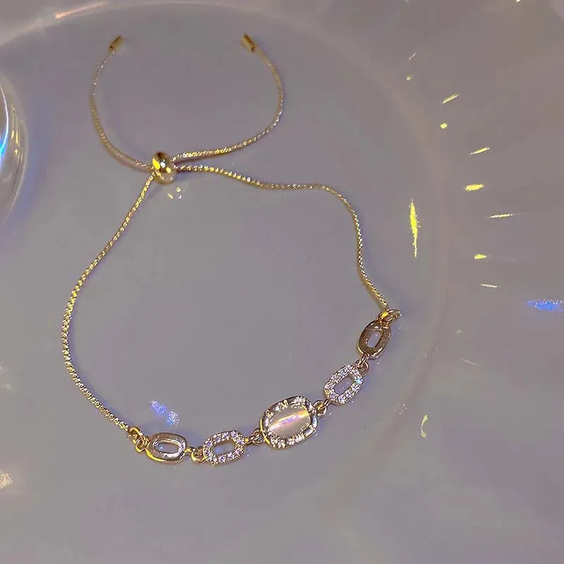 Korean Twist Stone Bracelet Silver & Gold