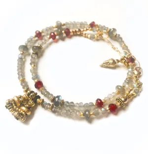 Labradorite Gold and Garnet Love Wrap Bracelet