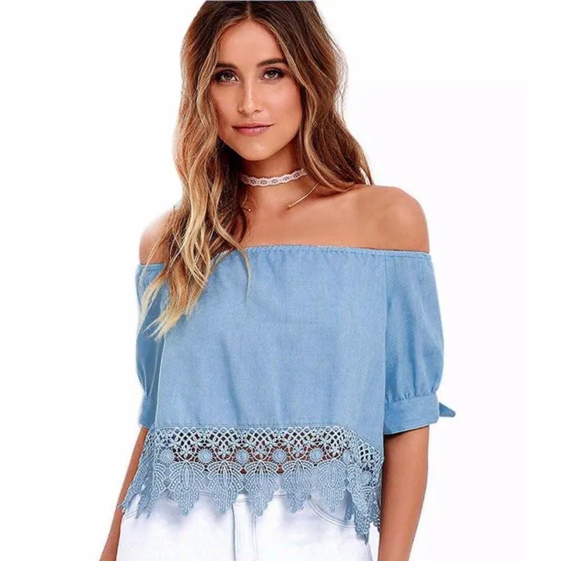 Lace Patchwork Off-Shoulder