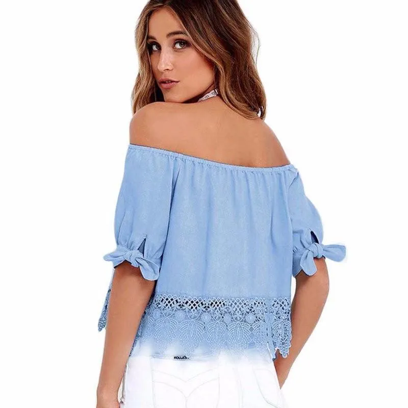 Lace Patchwork Off-Shoulder