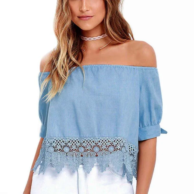 Lace Patchwork Off-Shoulder