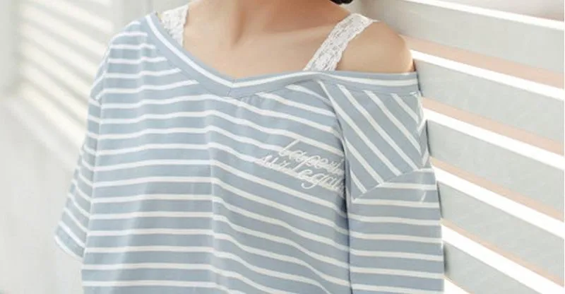 Lace Strapped V-Neck T-Shirt