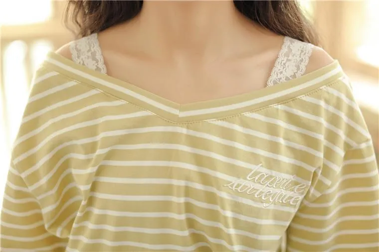 Lace Strapped V-Neck T-Shirt