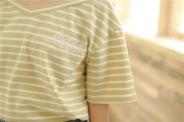 Lace Strapped V-Neck T-Shirt