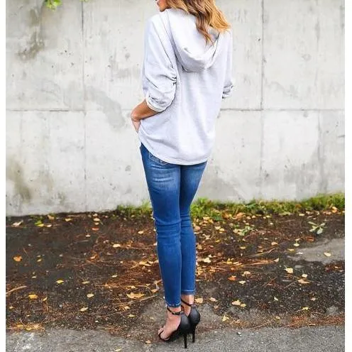 Lace-Up V-Neck Sweatshirt