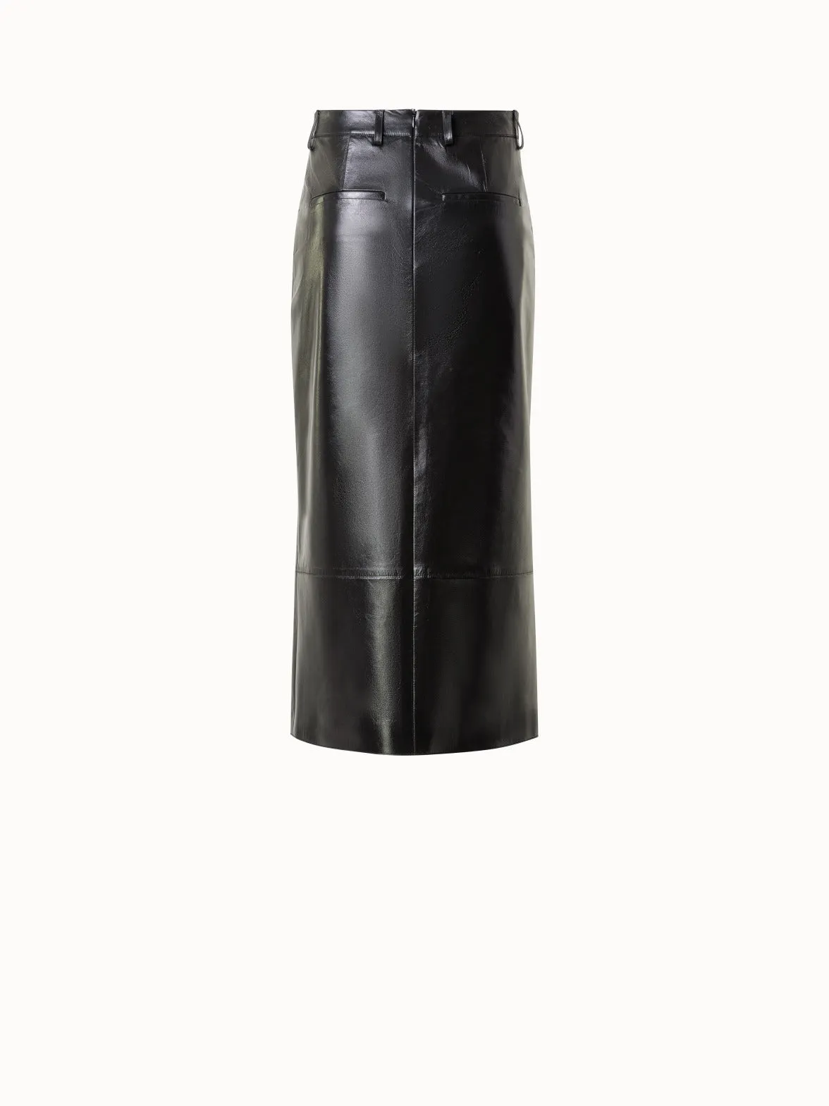Lacquer Leather Pencil Skirt with Slit