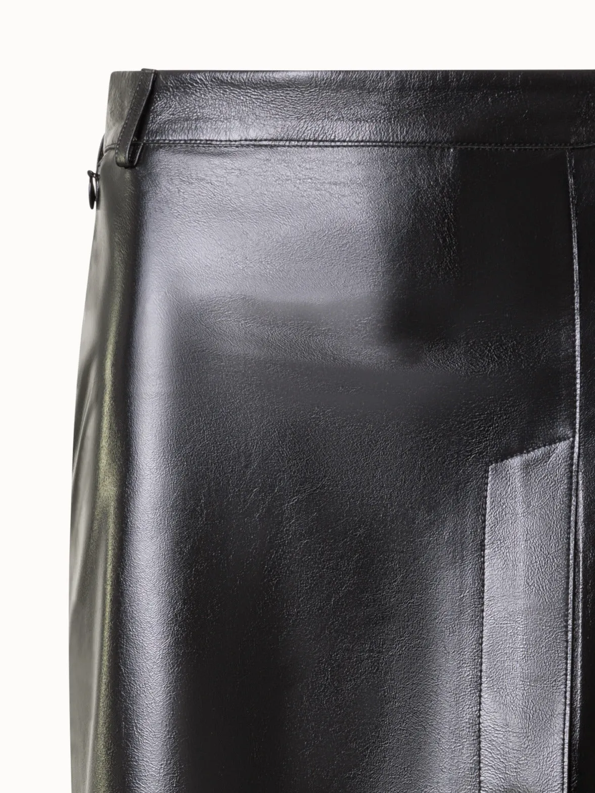 Lacquer Leather Pencil Skirt with Slit