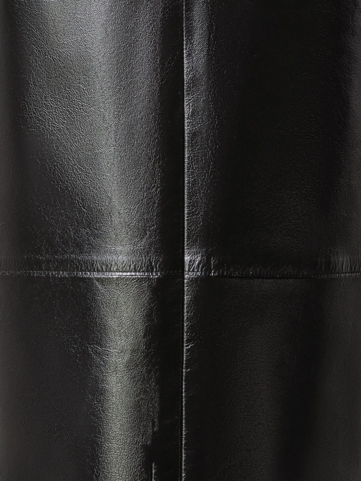 Lacquer Leather Pencil Skirt with Slit