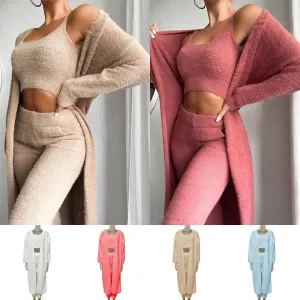 Ladies Teddy Lounge Wear Set Womens 3 Piece set