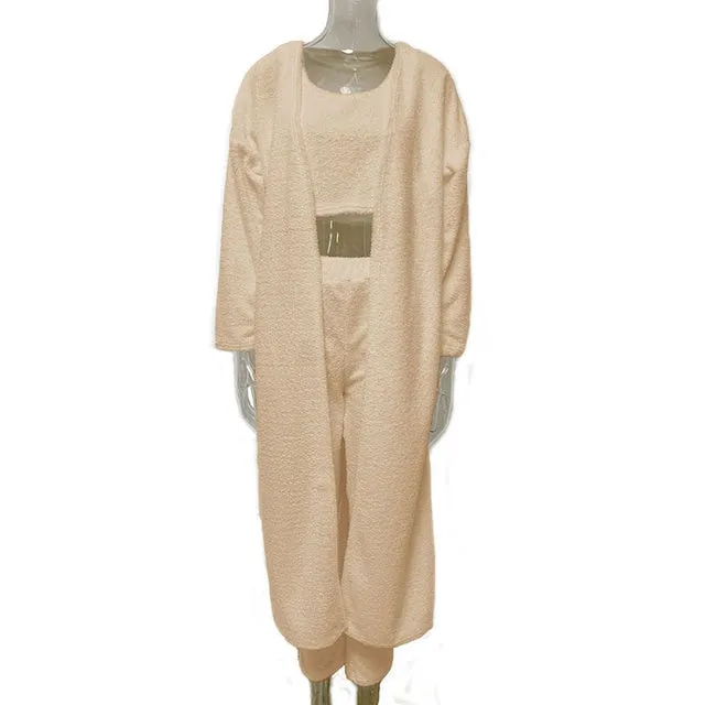 Ladies Teddy Lounge Wear Set Womens 3 Piece set