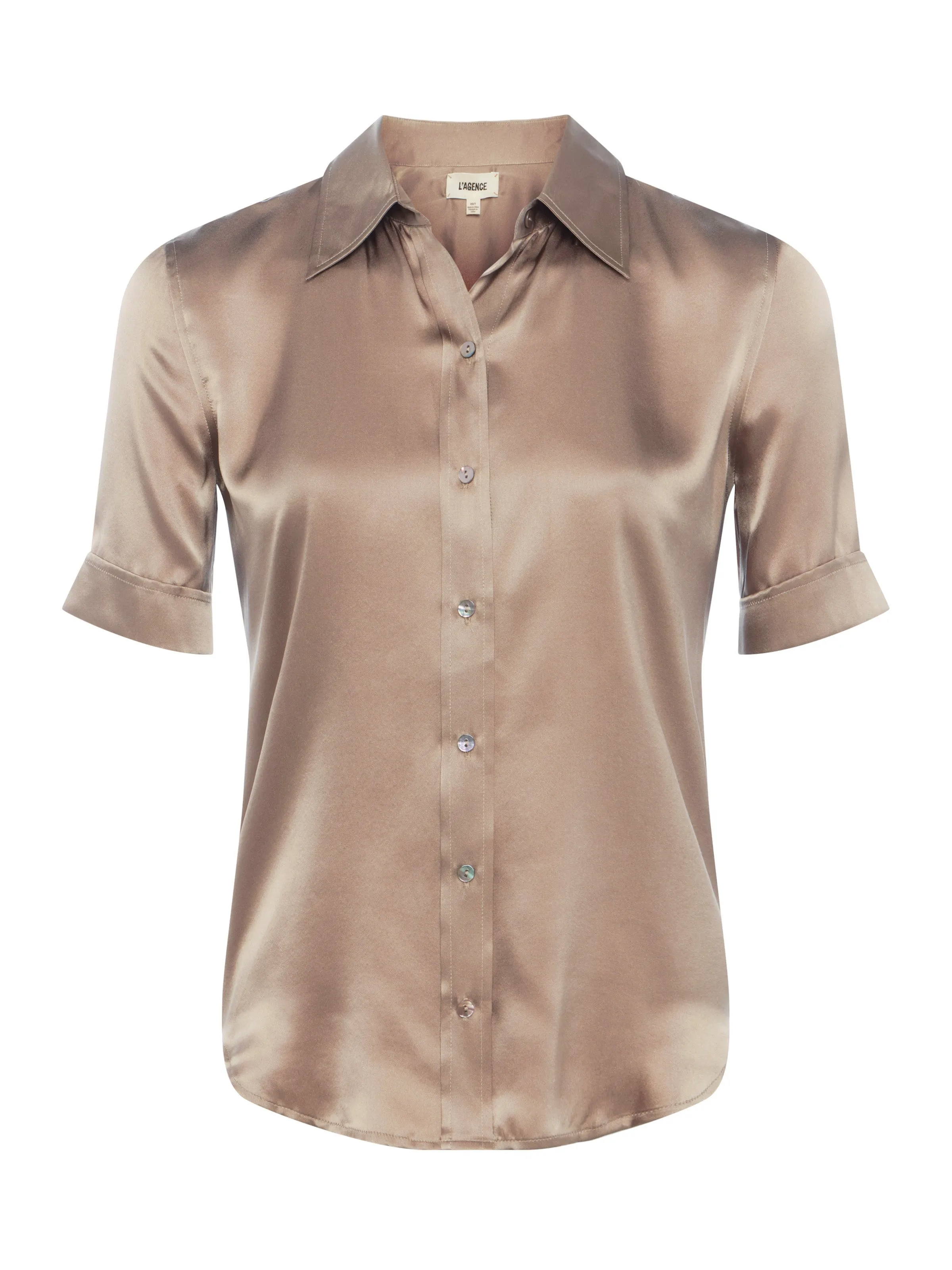 L'AGENCE - Ellah Short Sleeve Silk  Blouse - Dark Cappuccino