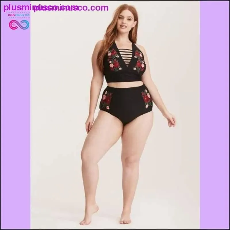 Large Cup Women Retro Halter Neck Cross Swimwear