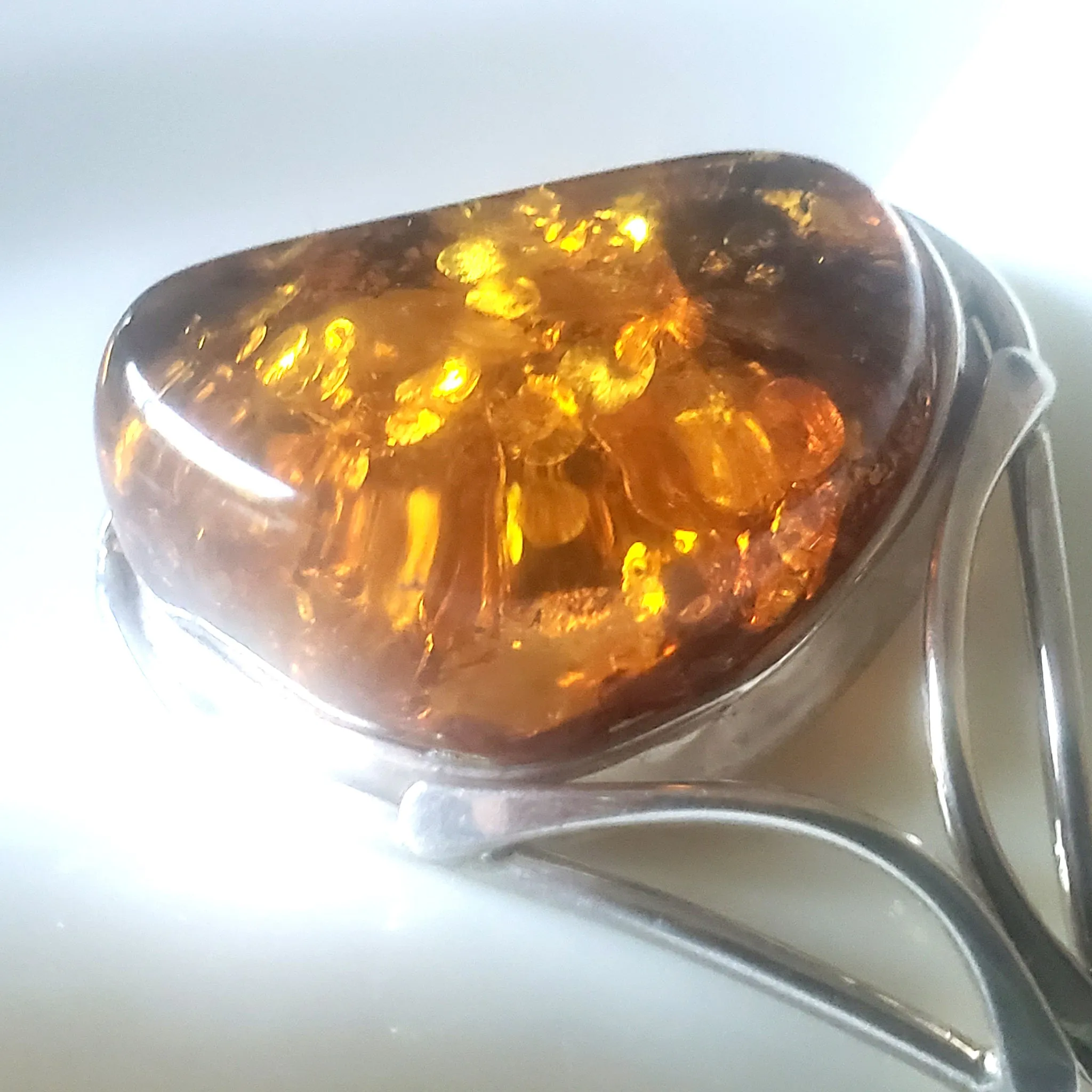 Large Honey Amber in Sterling Silver Cuff Bracelet