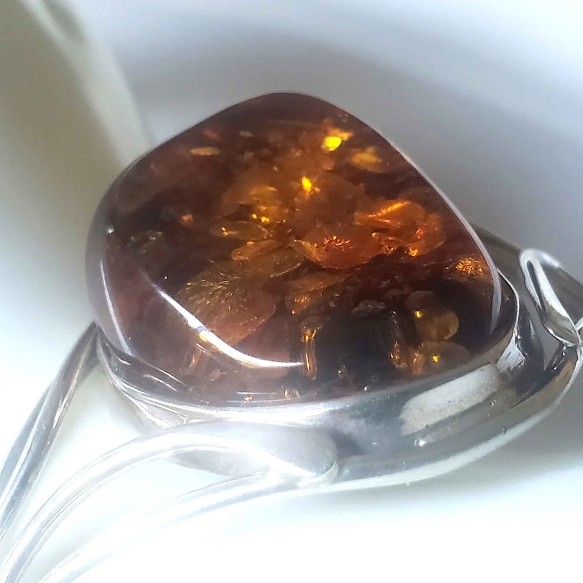 Large Honey Amber in Sterling Silver Cuff Bracelet