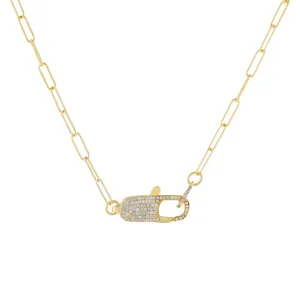 Large Pavé Clasp Oval Link Necklace