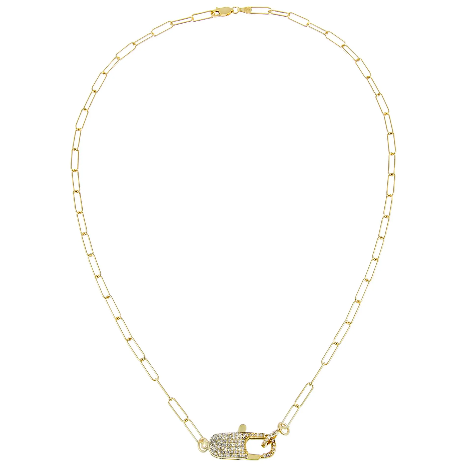 Large Pavé Clasp Oval Link Necklace