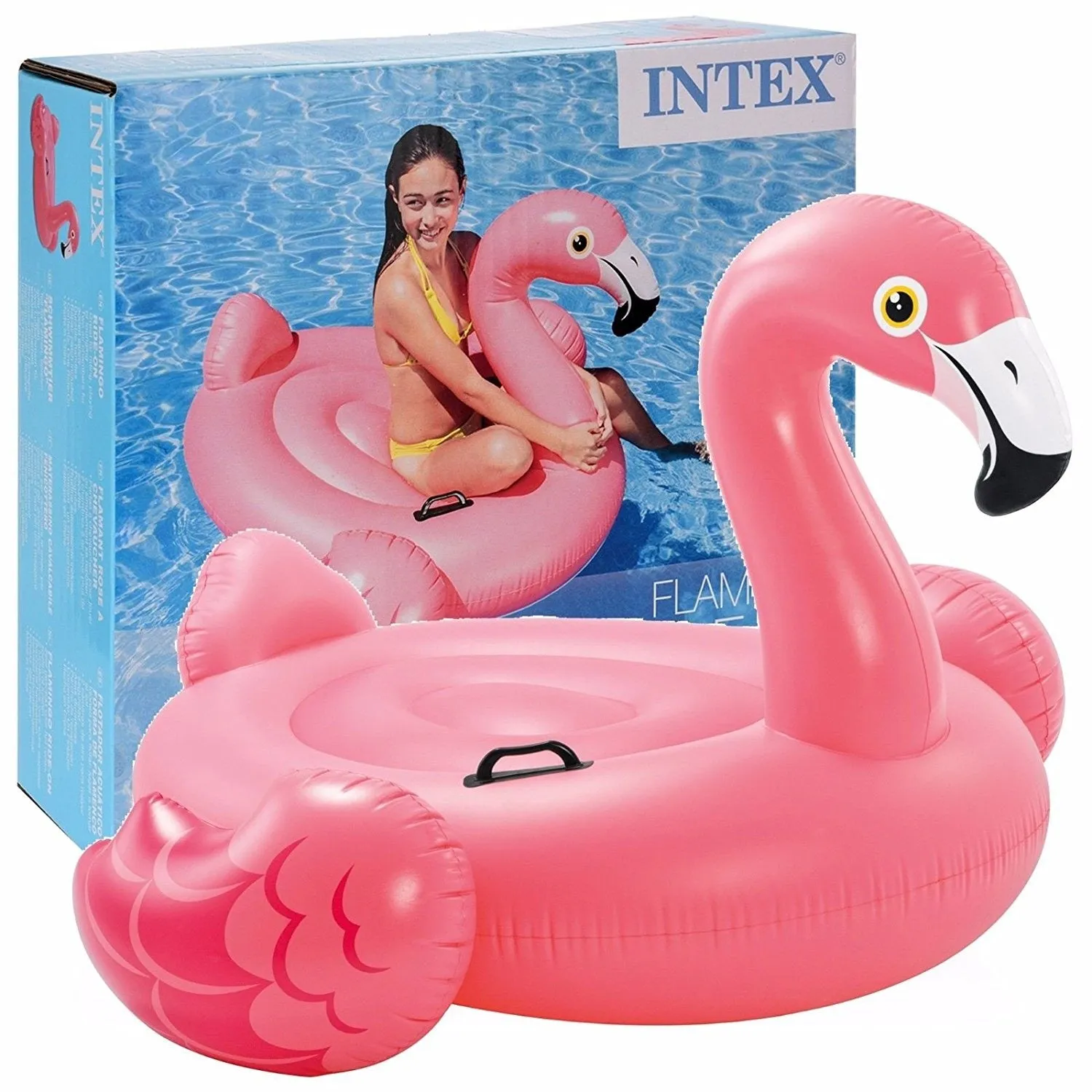 Large Pink Inflatable Flamingo Ride On Float Lounger Beach Summer Pool Toy