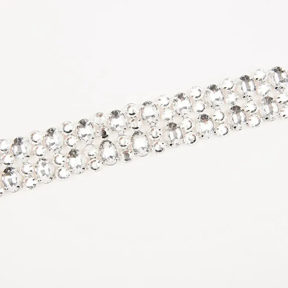 Large Rhinestone Multi-Row Choker Necklace