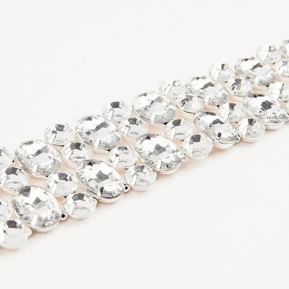 Large Rhinestone Multi-Row Choker Necklace