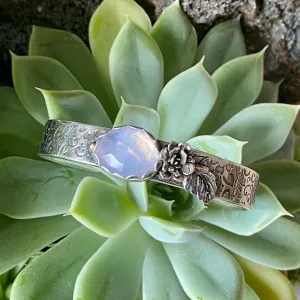 Lavender quartz succulent garden sterling silver cuff