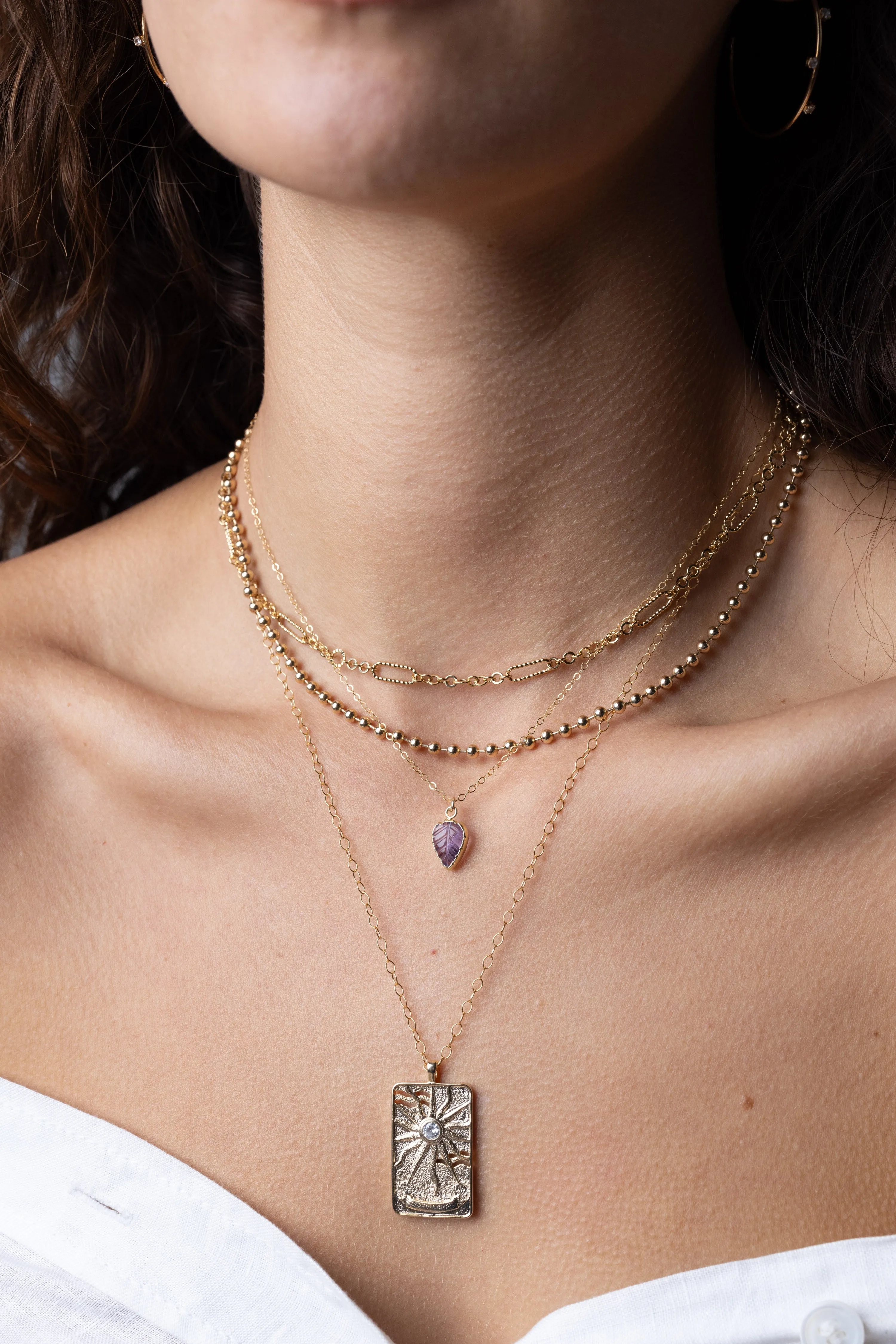 Leaf Necklace in Amethyst