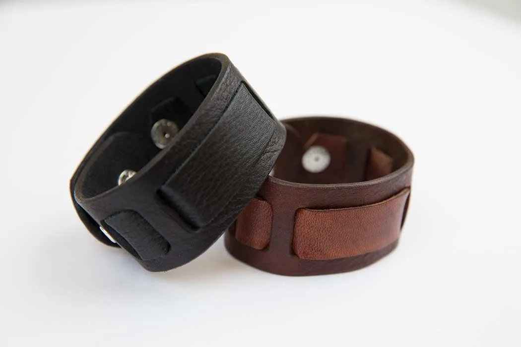 Leather & Silver Cuff Bracelet