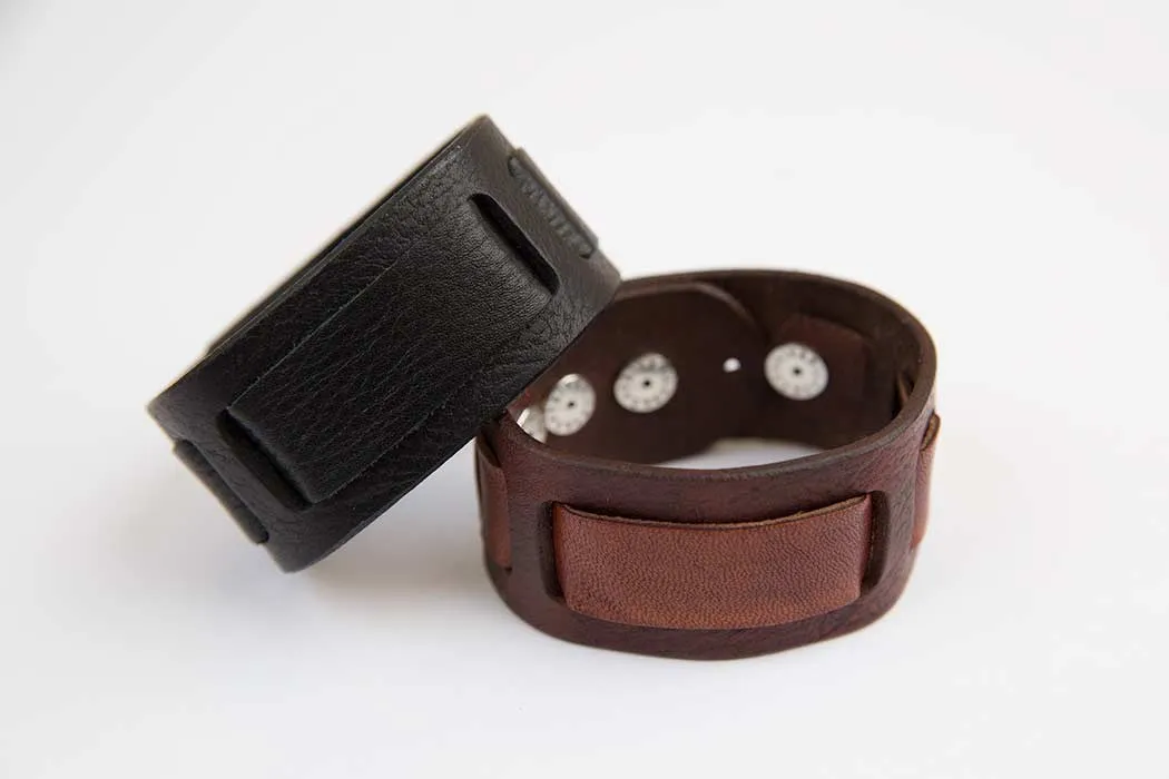 Leather & Silver Cuff Bracelet