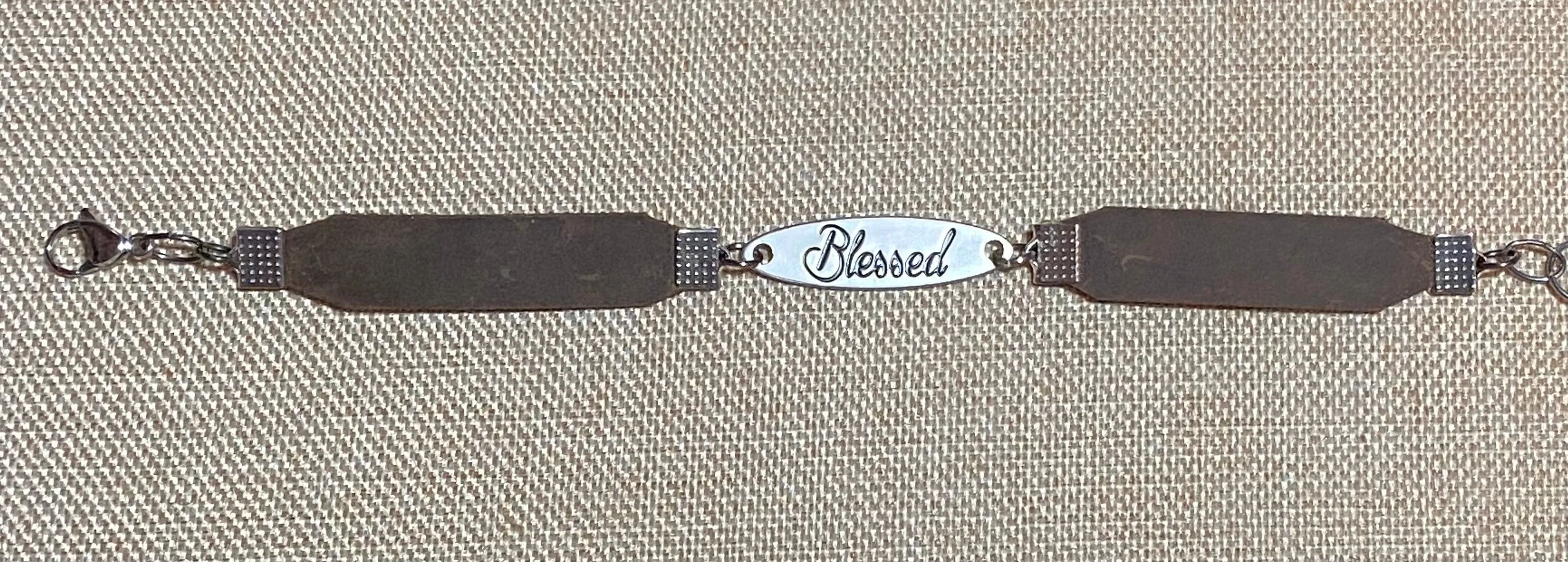 Leather Bracelet “Blessed” Plate #21045