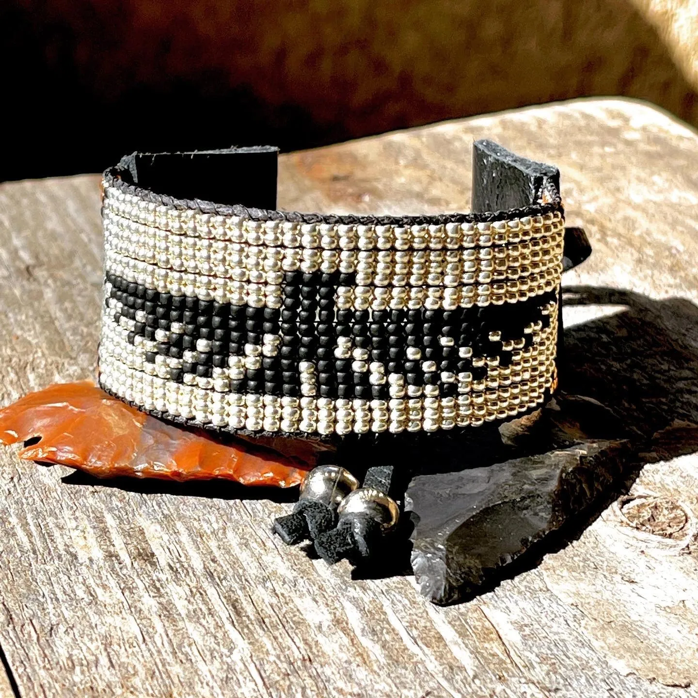 Leather Cuff Bracelet; Mini Thunderbird