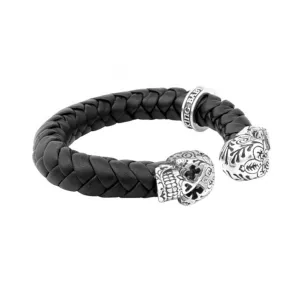 Leather Day of the Dead Skull Cuff